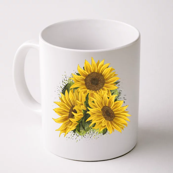 Yellow Sunflower Floral Watercolor Positivity Front & Back Coffee Mug