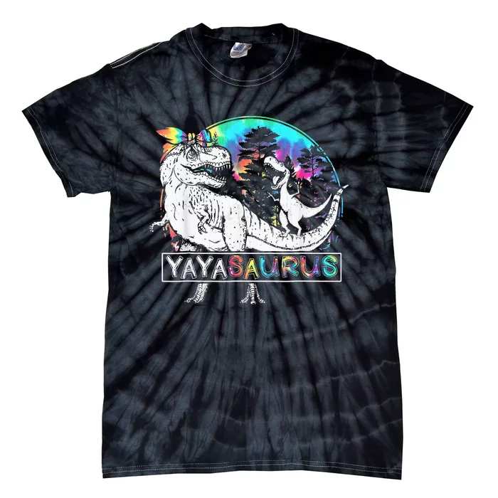 Yaya Saurus Funny Dino Tie Dye Bandana Mother's Day Tie-Dye T-Shirt