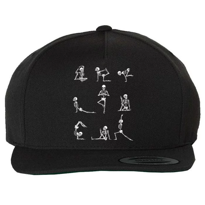 Yoga Skeleton Funny Yoga Halloween Wool Snapback Cap