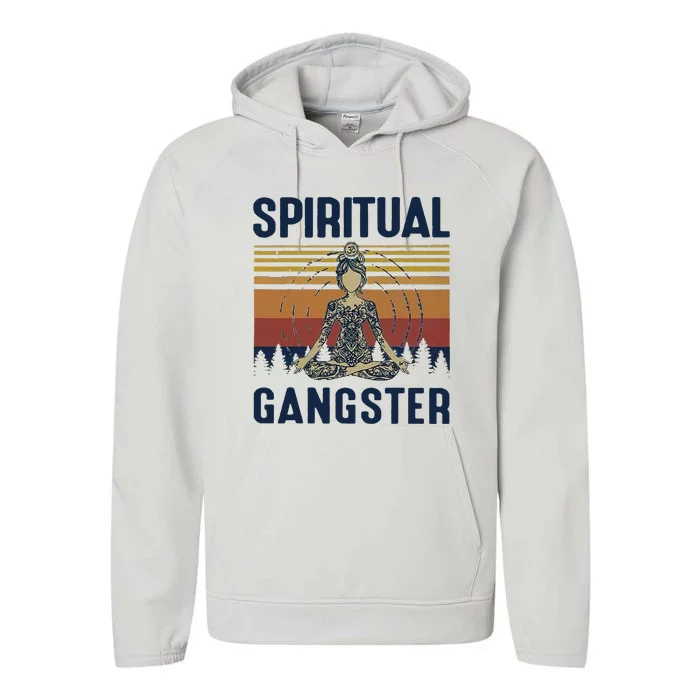 Yoga Spiritual Gangsters Vintage Yoga Lover Performance Fleece Hoodie