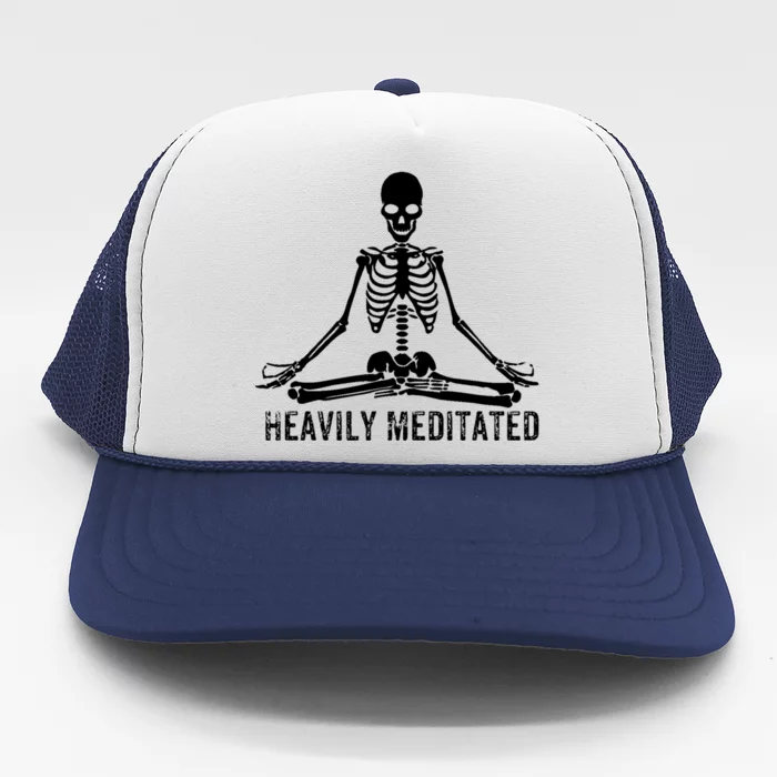 Yoga Skeleton Heavily Meditated Gift Trucker Hat