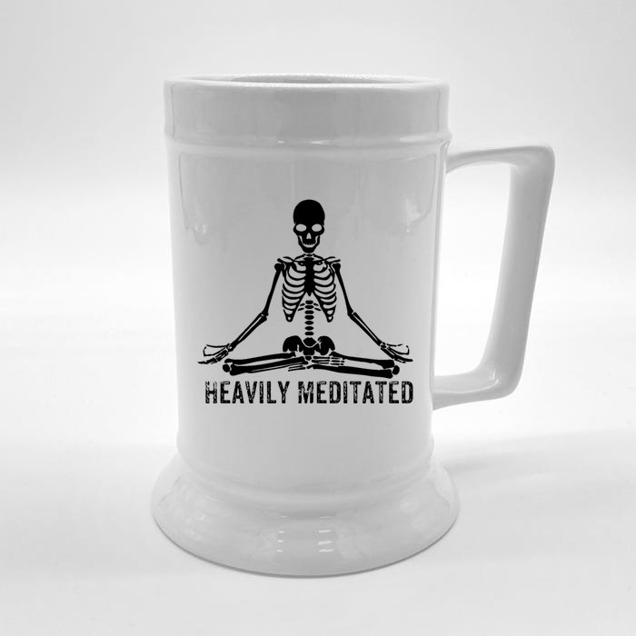 Yoga Skeleton Heavily Meditated Gift Front & Back Beer Stein