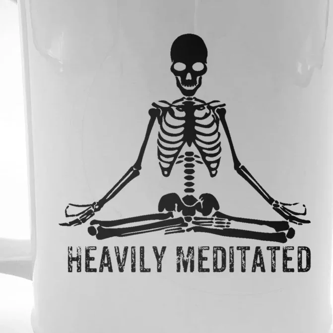 Yoga Skeleton Heavily Meditated Gift Front & Back Beer Stein