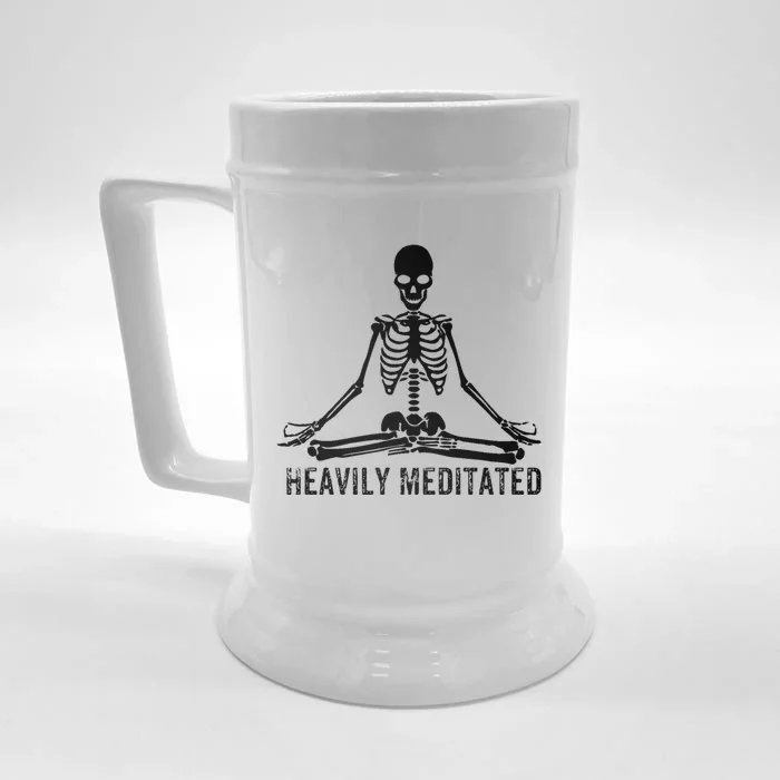 Yoga Skeleton Heavily Meditated Gift Front & Back Beer Stein