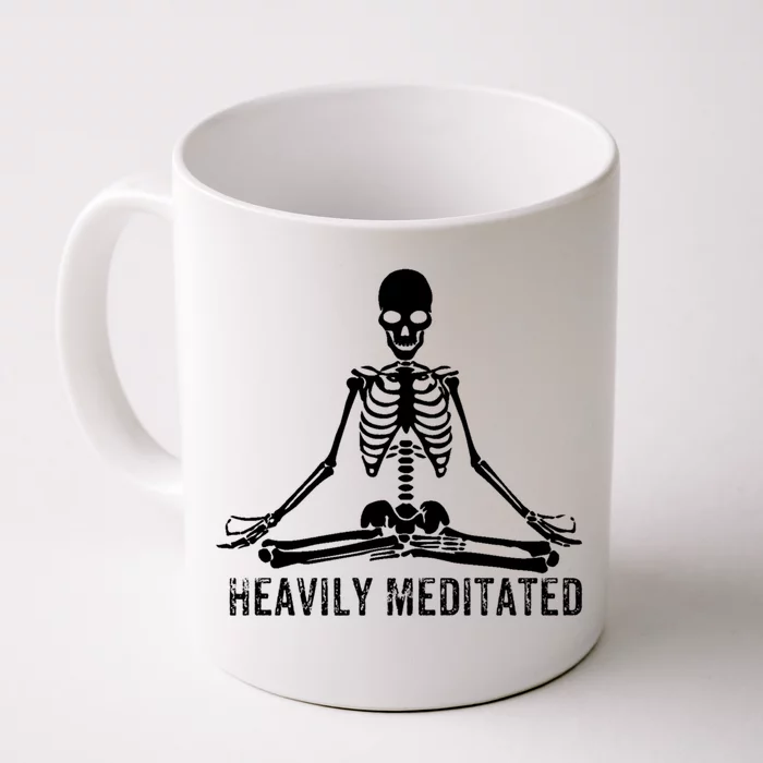 Yoga Skeleton Heavily Meditated Gift Front & Back Coffee Mug