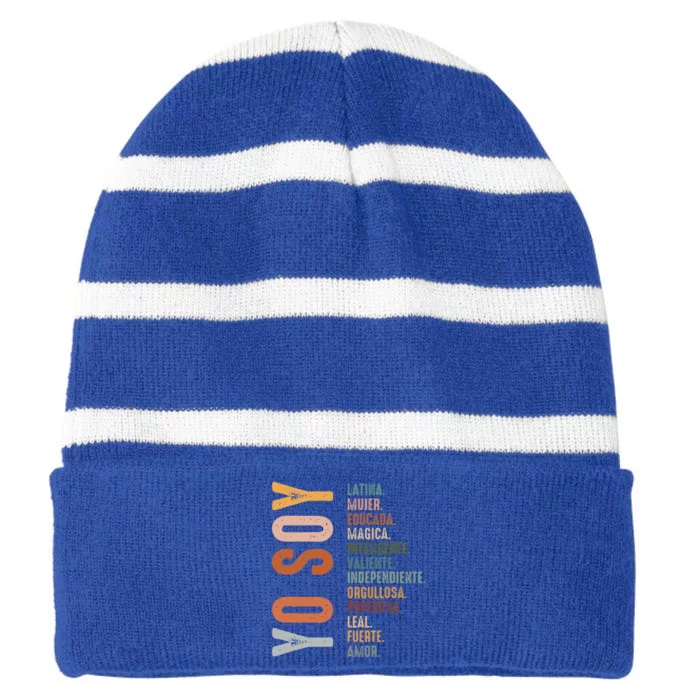 Yo Soy Hispanic Mujer Latina Camisa De Latina Chingona Striped Beanie with Solid Band