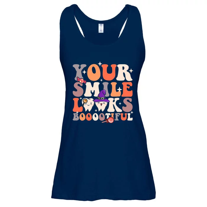 Your Smile Looks Bootiful Dentist Halloween Spooky Groovy Ladies Essential Flowy Tank