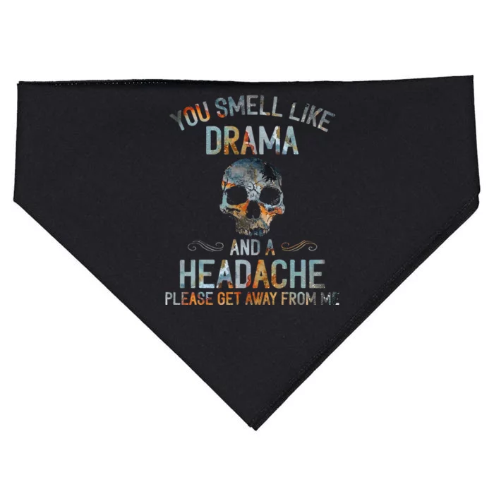 You Smell Like Drama And A Headache Skull USA-Made Doggie Bandana