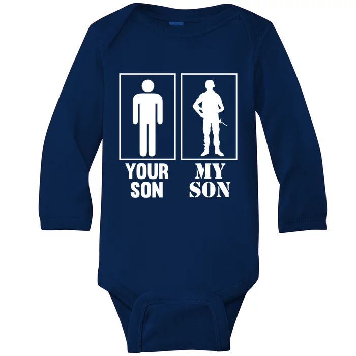 Your Son My Son Proud Soldier Officer Military Meaningful Gift Baby Long Sleeve Bodysuit