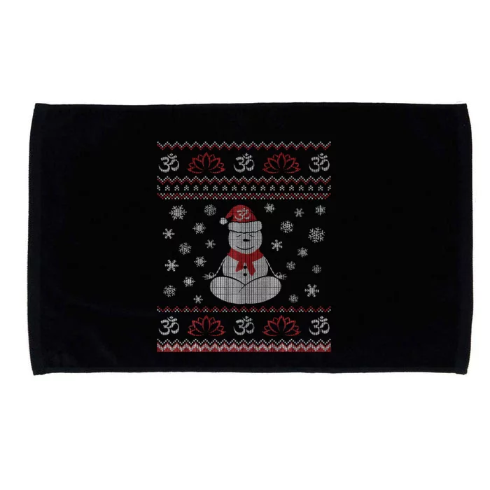 Yoga Snowman Meditating Lotus Pose Ugly Christmas Microfiber Hand Towel