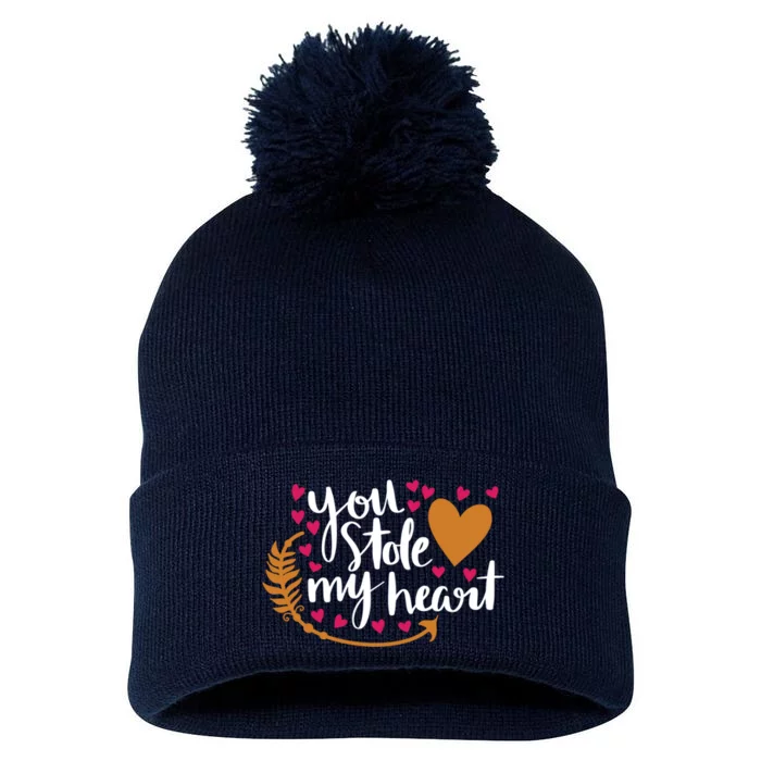 You Stole My Heart Pom Pom 12in Knit Beanie