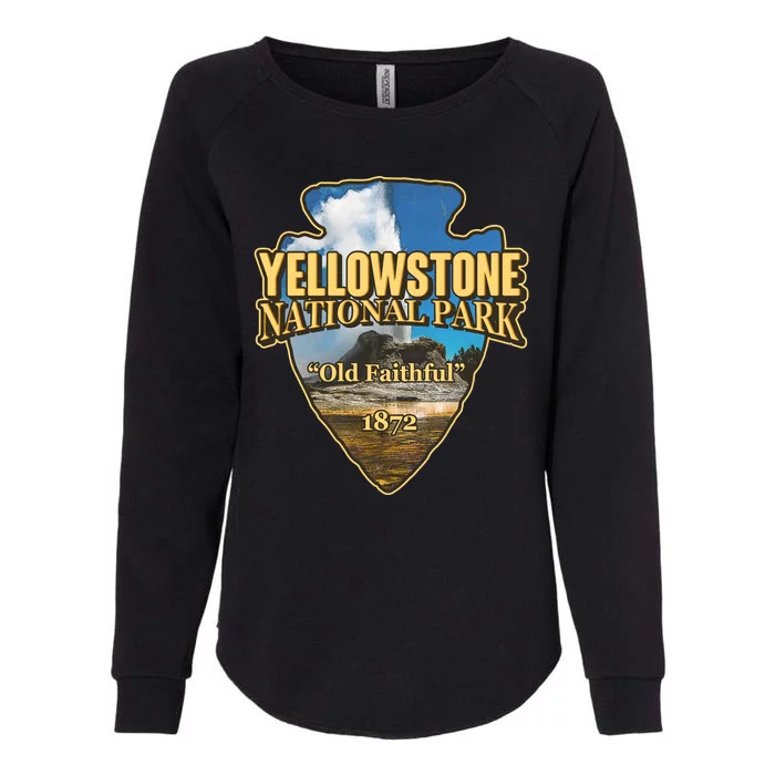 Yellow Stone National Park Old Faithful 1872 Arrow Head Womens California Wash Sweatshirt