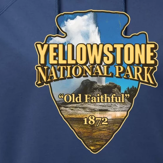 Yellow Stone National Park Old Faithful 1872 Arrow Head Performance Fleece Hoodie