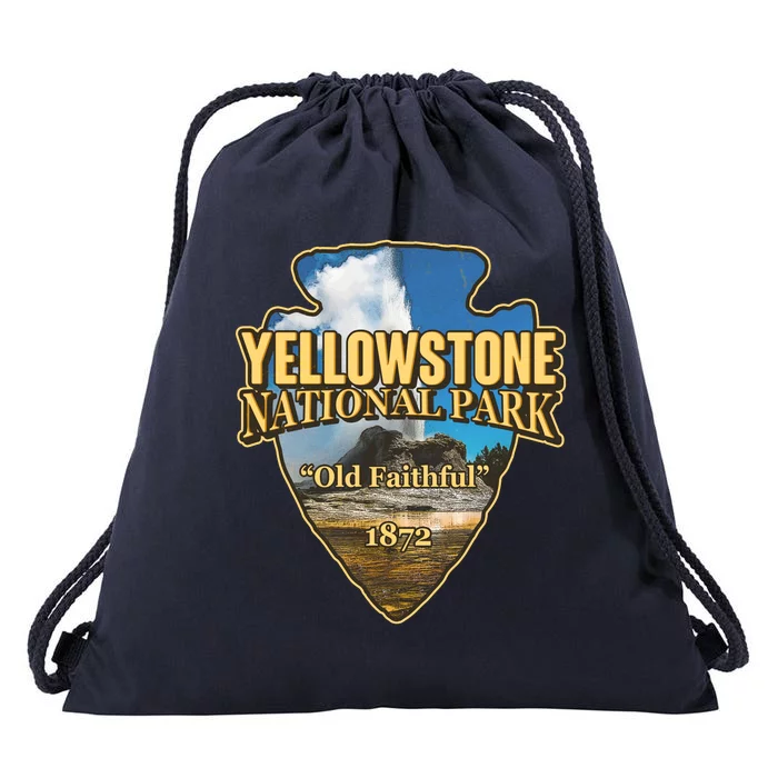 Yellow Stone National Park Old Faithful 1872 Arrow Head Drawstring Bag