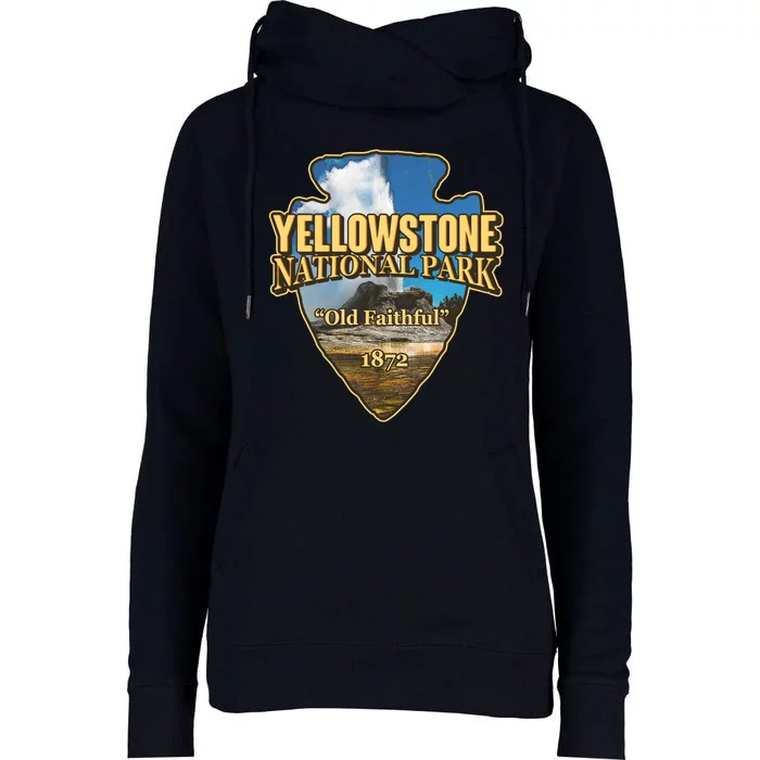 Yellow Stone National Park Old Faithful 1872 Arrow Head Womens Funnel Neck Pullover Hood