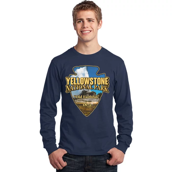 Yellow Stone National Park Old Faithful 1872 Arrow Head Tall Long Sleeve T-Shirt