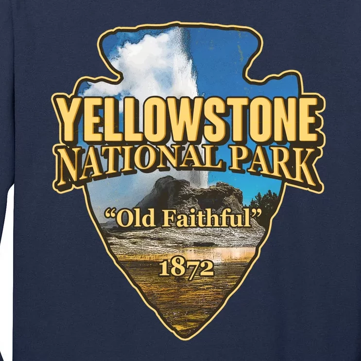 Yellow Stone National Park Old Faithful 1872 Arrow Head Tall Long Sleeve T-Shirt