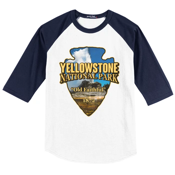 Yellow Stone National Park Old Faithful 1872 Arrow Head Baseball Sleeve Shirt