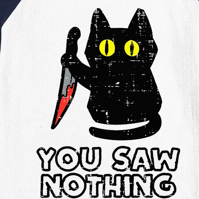 You Saw Nothing Black Cat Funny Halloween Baseball Sleeve Shirt