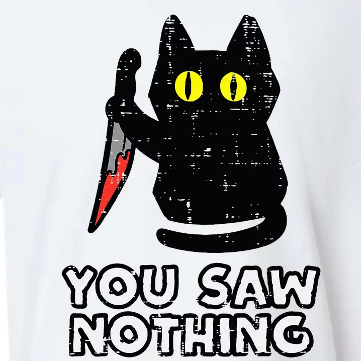 You Saw Nothing Black Cat Funny Halloween Sueded Cloud Jersey T-Shirt