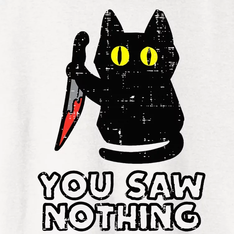 You Saw Nothing Black Cat Funny Halloween Women's Crop Top Tee