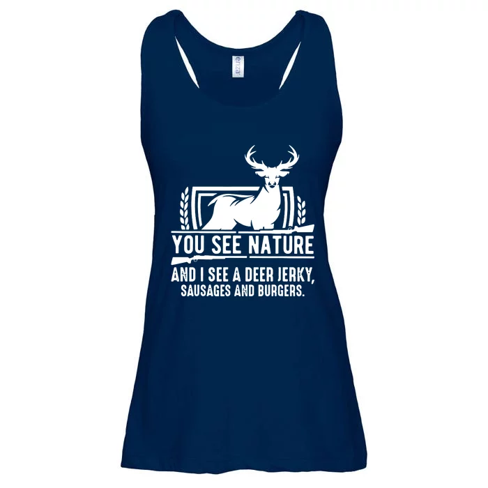 You See Nature And I See A Deer Jerky Ladies Essential Flowy Tank