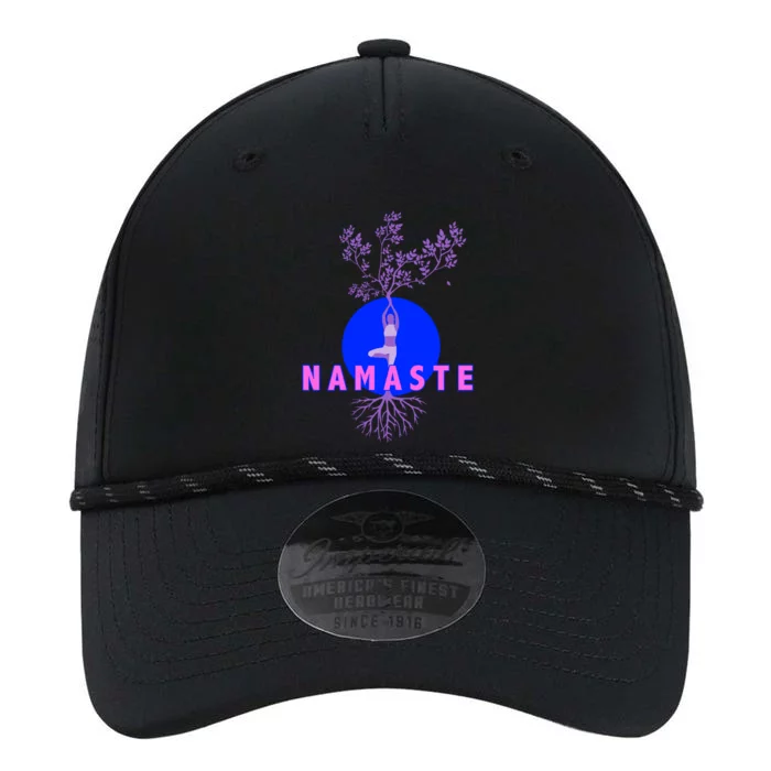 Yoga Silhouette Over Blue Circle Tree Roots Gift Performance The Dyno Cap