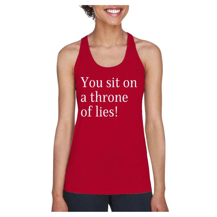 You Sit On A Throne Of Lies! Funny Christmas Sayings Women's Racerback Tank