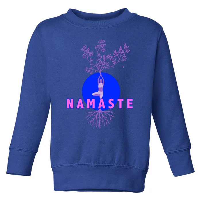 Yoga Silhouette Over Blue Circle Tree Roots Gift Toddler Sweatshirt