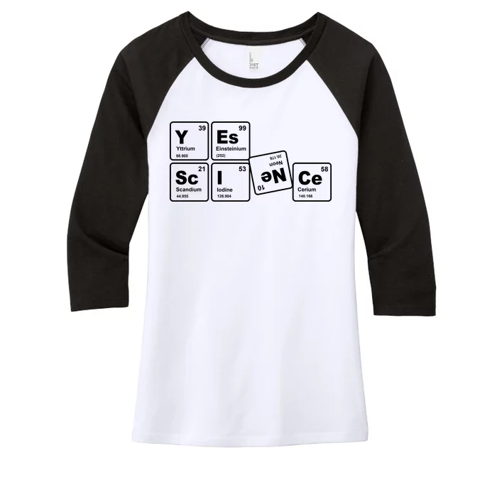 Yes Science Periodic Table Women's Tri-Blend 3/4-Sleeve Raglan Shirt