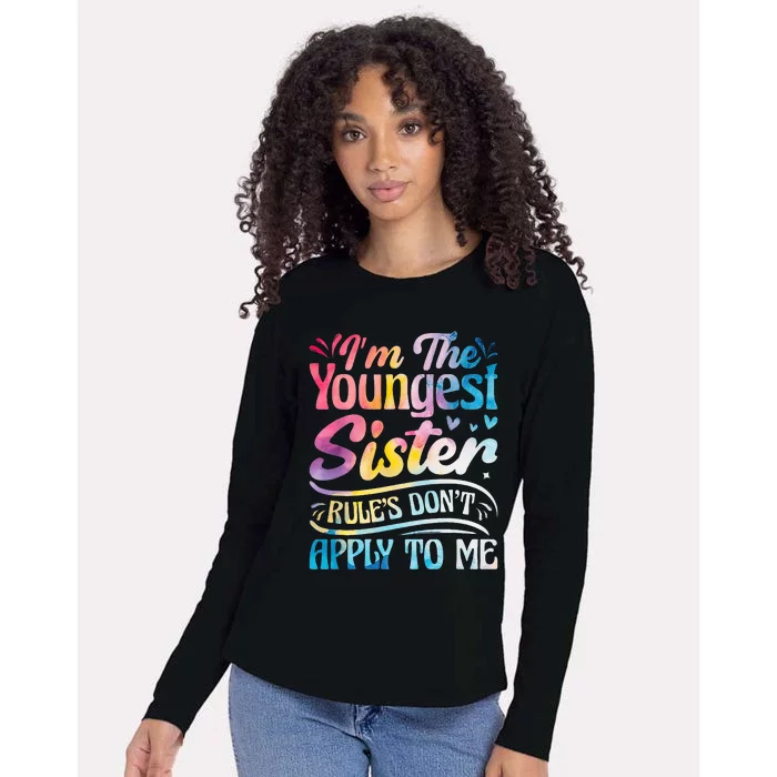 Youngest Sister Rules Don't Apply To Me Funny Matching Womens Cotton Relaxed Long Sleeve T-Shirt