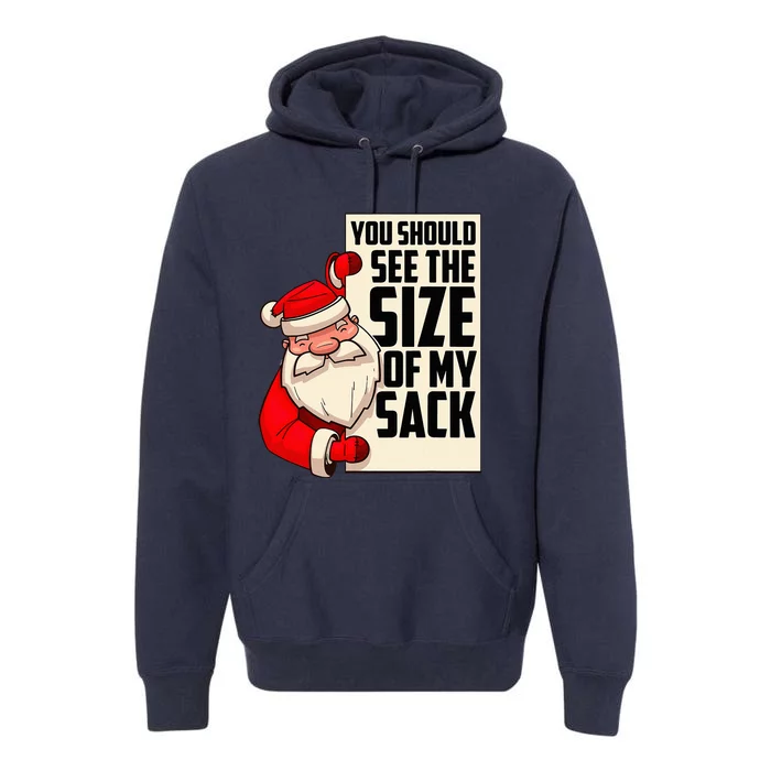 You Should See The Size Of My Sack Funny Santa Christmas Premium Hoodie