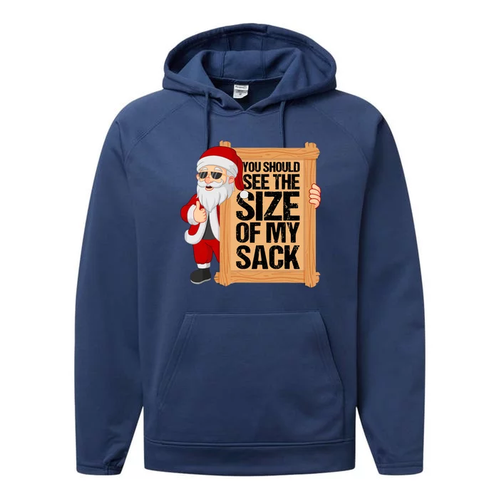 You Should See The Size Of My Sack Funny Santa Christmas Performance Fleece Hoodie