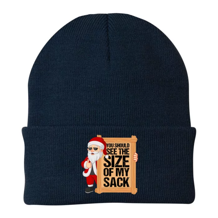 You Should See The Size Of My Sack Funny Santa Christmas Knit Cap Winter Beanie