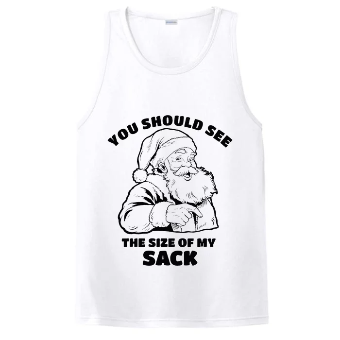 You Should See The Size Of My Sack Santa Funny Christmas Performance Tank