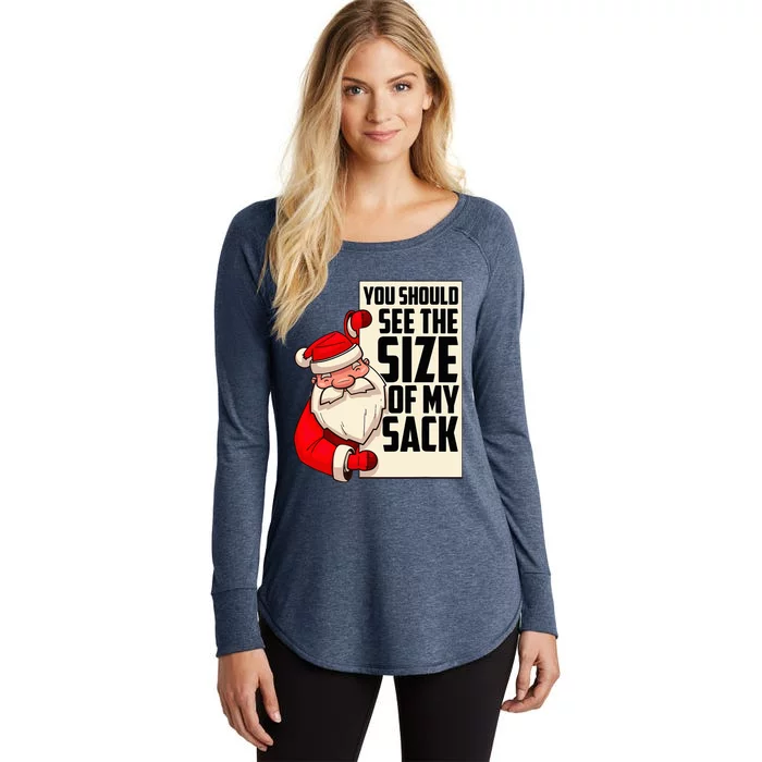 You Should See The Size Of My Sack Funny Santa Christmas Women's Perfect Tri Tunic Long Sleeve Shirt