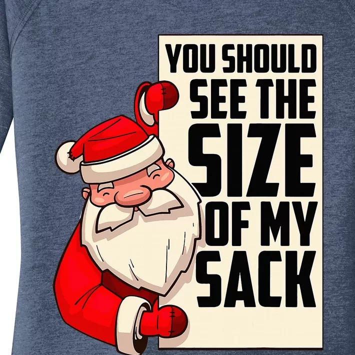 You Should See The Size Of My Sack Funny Santa Christmas Women's Perfect Tri Tunic Long Sleeve Shirt