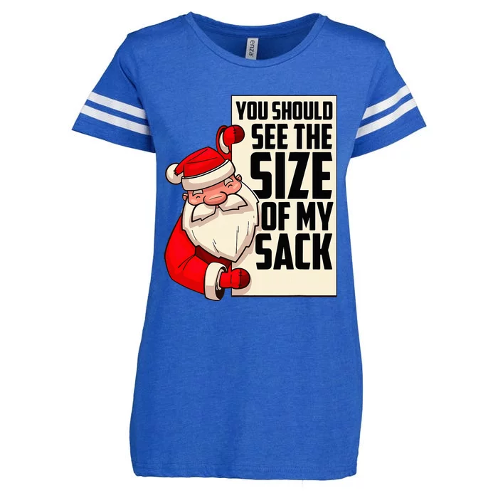 You Should See The Size Of My Sack Funny Santa Christmas Enza Ladies Jersey Football T-Shirt