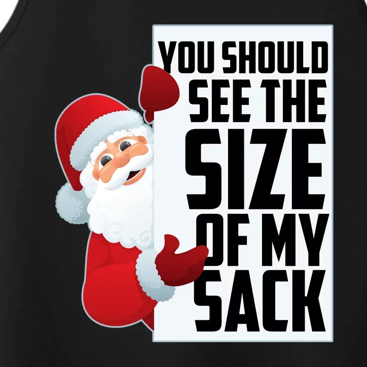 You Should See The Size Of My Sack Funny Santa Claus Performance Tank