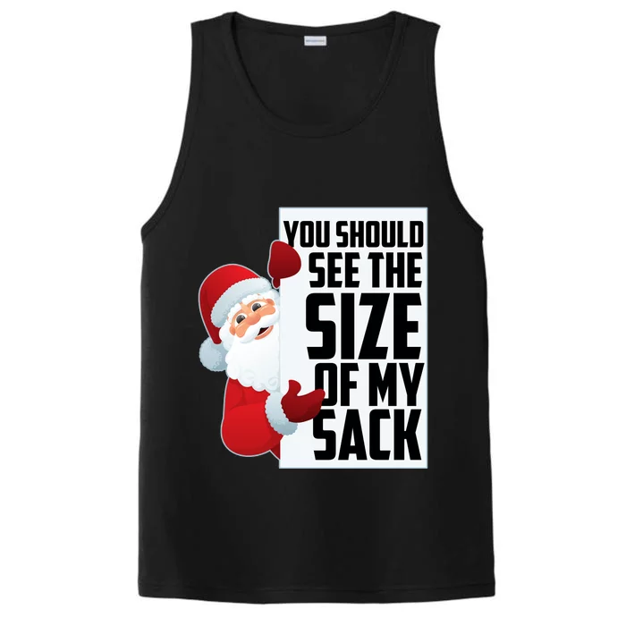 You Should See The Size Of My Sack Funny Santa Claus Performance Tank