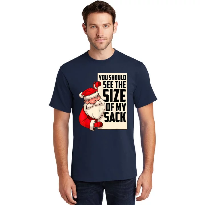 You Should See The Size Of My Sack Funny Santa Christmas Tall T-Shirt