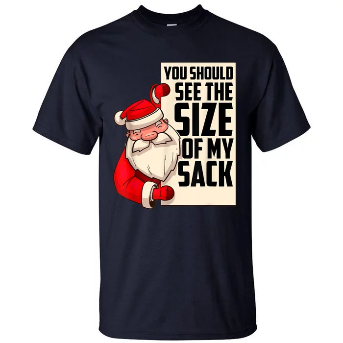 You Should See The Size Of My Sack Funny Santa Christmas Tall T-Shirt