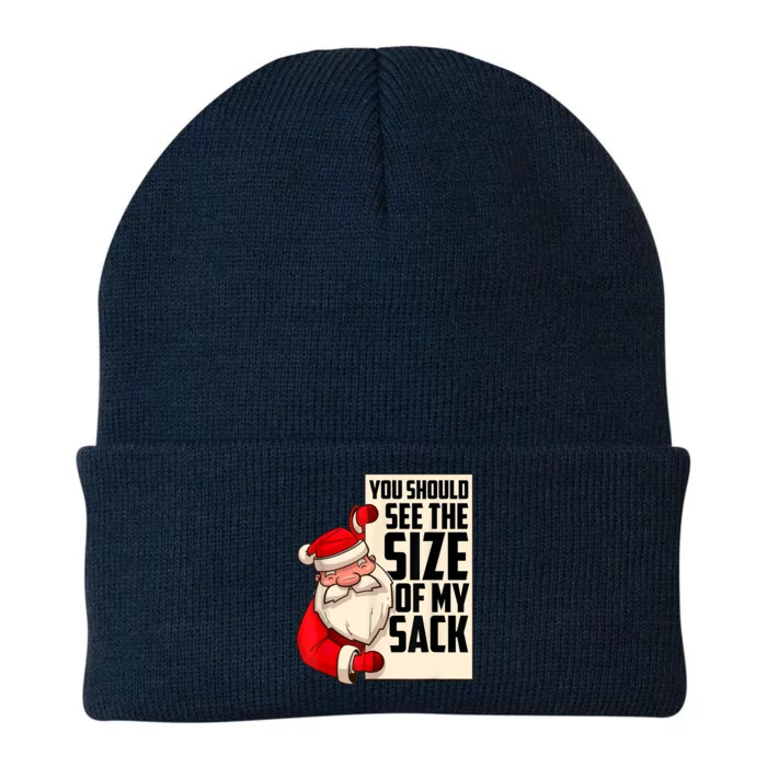 You Should See The Size Of My Sack Funny Santa Christmas Knit Cap Winter Beanie