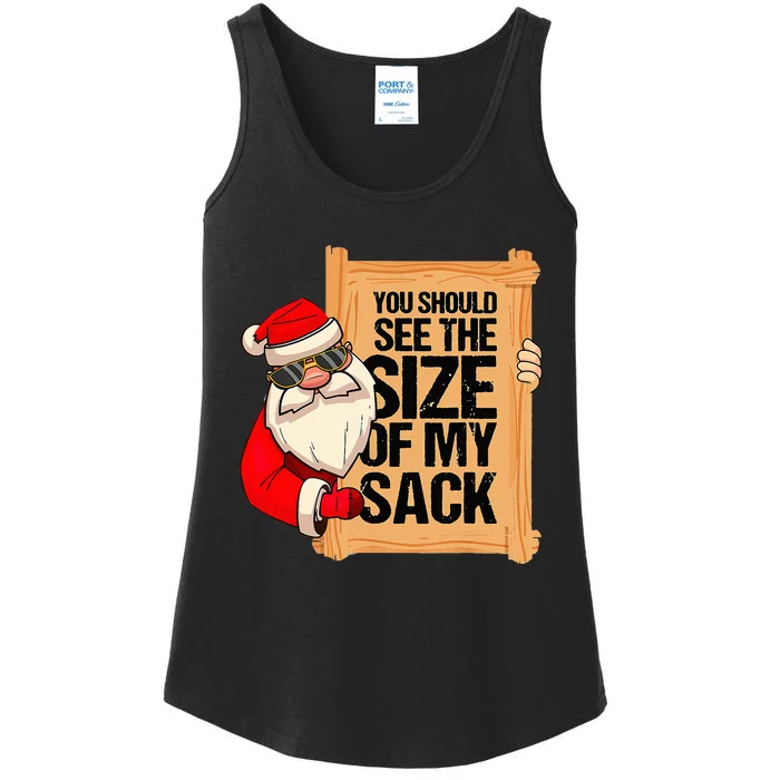 You Should See The Size Of My Sack Funny xmas Santa Ladies Essential Tank