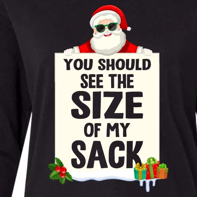 You Should See The Size Of My Sack Funny Santa Claus Womens Cotton Relaxed Long Sleeve T-Shirt