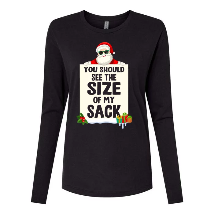 You Should See The Size Of My Sack Funny Santa Claus Womens Cotton Relaxed Long Sleeve T-Shirt