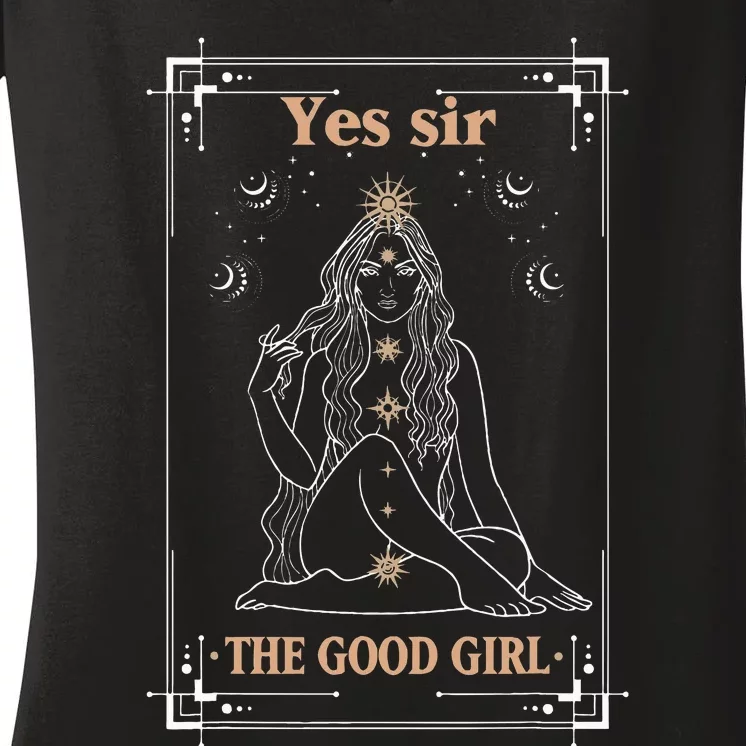 Yes Sir The Good Girl The Good Girl Tarot Card Smut Book Women's V-Neck T-Shirt