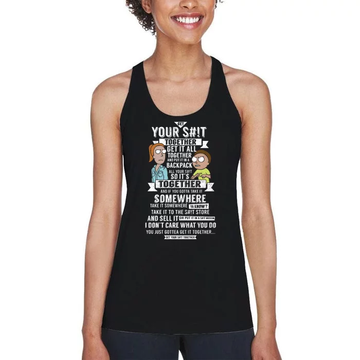 Your Shit Together Get It All Together And Put It An A Backpack All Your Shit So Women's Racerback Tank