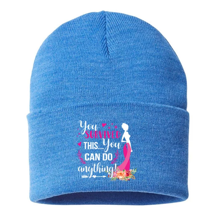 You Survived This You Can Do Anything Breast Cancer Warrior Funny Gift Sustainable Knit Beanie