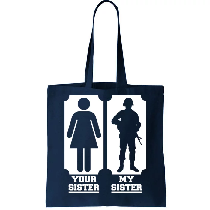 Your Sister Vs My Sister Is The The Military Tote Bag